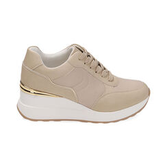 Sneakers beige, zeppa 6 cm, Primadonna, 212855014EPBEIG038, 001 preview