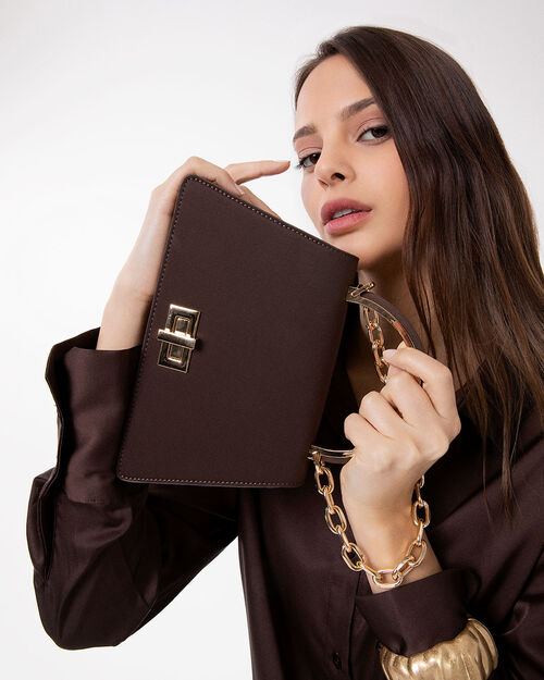 Mini bag testa di moro con tracolla removibile, DK BROWN