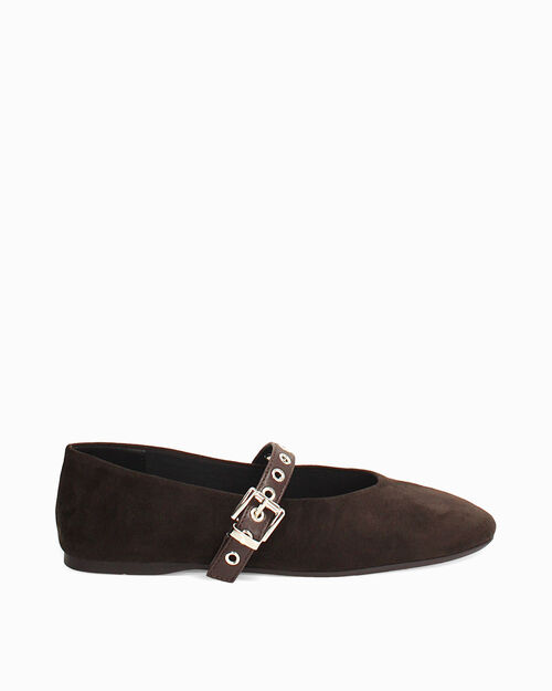 Ballerine testa di moro con cinturino argento, DK BROWN