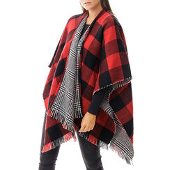 Poncho nero/rosso checked, Special Price, 20B400007TSNERSUNI, 001 preview