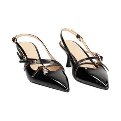 Décolleté slingback donna nere con cinturini, tacco 6 cm, Primadonna, 252118220VENERO035, 003 preview