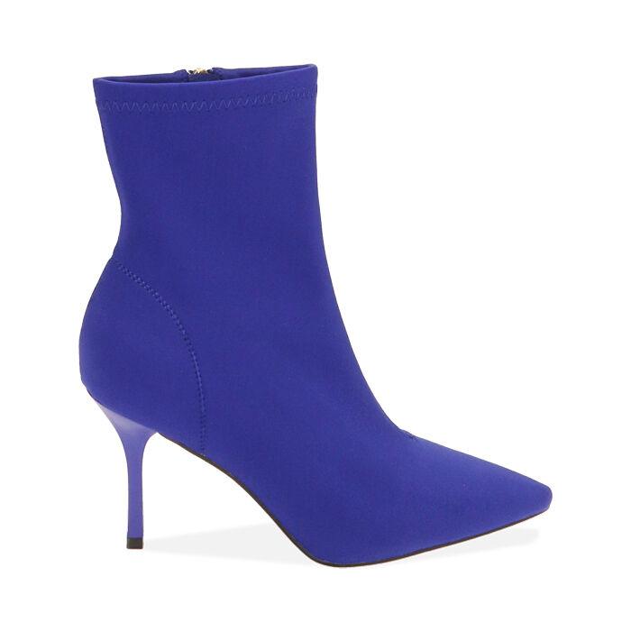 Ankle boots viola in lycra, tacco 8,5 cm, Special Price, 202162809LYVIOL036