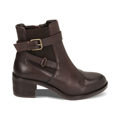 Stivaletti Chelsea testa di moro in pelle, tacco 6 cm, Primadonna, 229440510PEMORO036, 001 preview