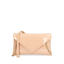 Bolso con correa de hombro en charol color piel brillante, Primadonna, 235124695VENUDEUNI, 001a