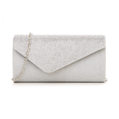 Borsa argento glitter con strass,