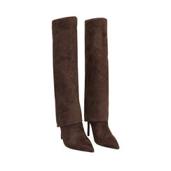 Stivali testa di moro in microfibra con tacco di 10,7 cm, Primadonna, 262102023MFMORO037, 002a