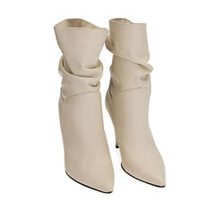 Ankle boots panna in pelle, tacco 10 cm , Primadonna, 20L660062PEPANN035, 002a