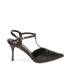 Slingback nere T bar, tacco 8,5 cm , 192162813EPNERO036, 001a