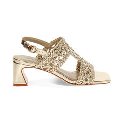 Sandalo donna oro intrecciato, tacco 5,5 cm, Primadonna, 25P550002LMOROG035, 001 preview