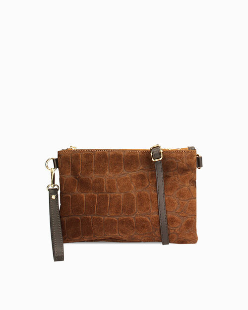 Pochette stampa cocco nocciola, BROWN