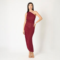 Vestido de mujer burdeos en tela, Primadonna, 25C924421TSBORDM, 002a