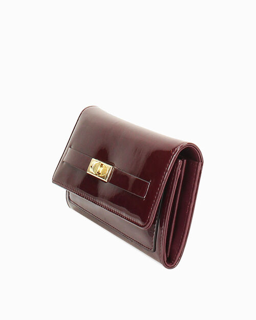 Pochette bordeaux avec fermeture dor&eacute;e, BURGUNDY
