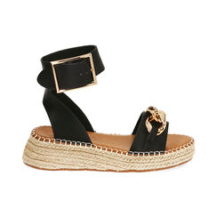 Sandali maxi-chain neri, zeppa 4,5 cm , Ultime occasioni, 194901926EPNERO036, 001 preview