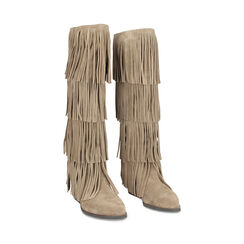 Bottes taupe en daim avec talon de 7,2 cm, Primadonna, 26B800512CMTAUP038, 003 preview