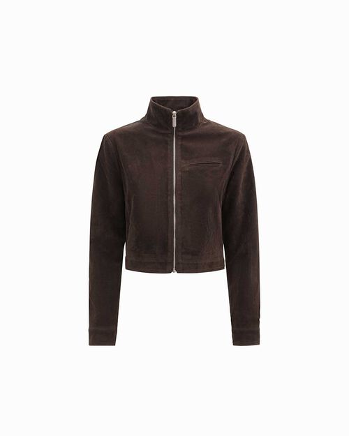 Cazadora marr&oacute;n oscuro en microfibra, DK BROWN