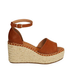 Sandali cognac, zeppa 9 cm , 194907132EPCOGN036, 001a