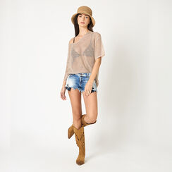 Camiseta mujer dorada en tejido, Primadonna, 25B473125TSOROGUNI, 002a