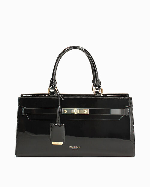Bolso de mano negro con detalles dorados, BLACK