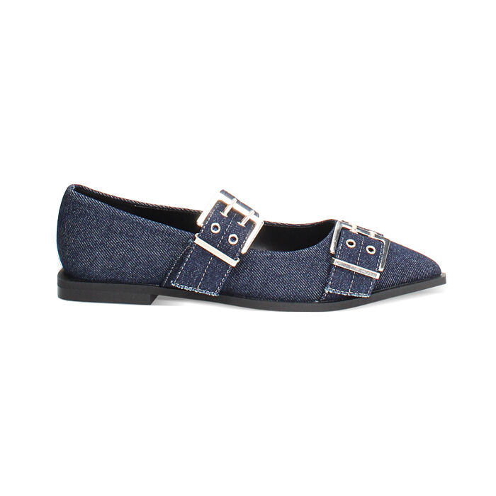 Ballerina jeans con fibbie, Primadonna, 264968601TSJEAN035