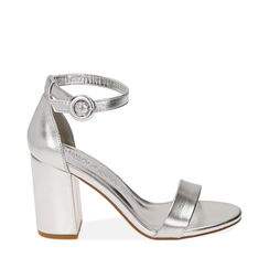 Sandali argento laminato, tacco 9 cm , Primadonna, 192783414LMARGE036, 001a