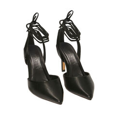 Destalonadas negras con cordones, tacón de 8 cm., Primadonna, 19L459190EPNERO038, 002a