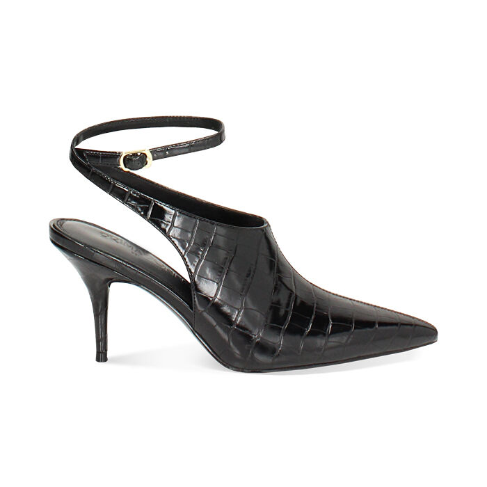 Salón destalonado negro con tacón de 8 cm para mujer, Primadonna, 26M745103CCNERO036