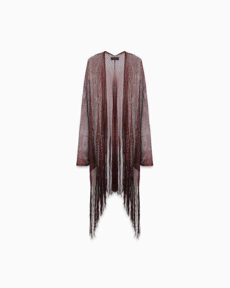 Poncho donna bronzo in tessuto laminato image number null
