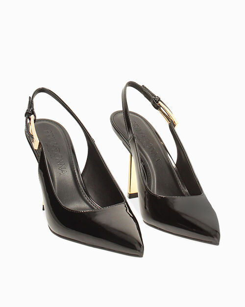 D&eacute;collet&eacute; slingback negras tac&oacute;n 9,5 cm, BLACK
