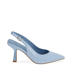 Slingback celesti in vernice, tacco 8 cm , Primadonna, 194823795VECELE035, 001a