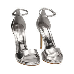 Sandali argento laminato, tacco 11 cm , 192133410LMARGE036, 002a