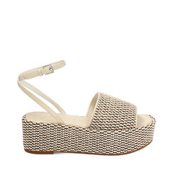 Compensées femme crème noires en raphia, Primadonna, 25M761693RFPANE035, 001a