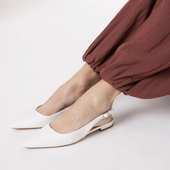 Bailarinas destalonadas blancas elegantes, Zapatos, 274906001EPBIAN035, 002 preview