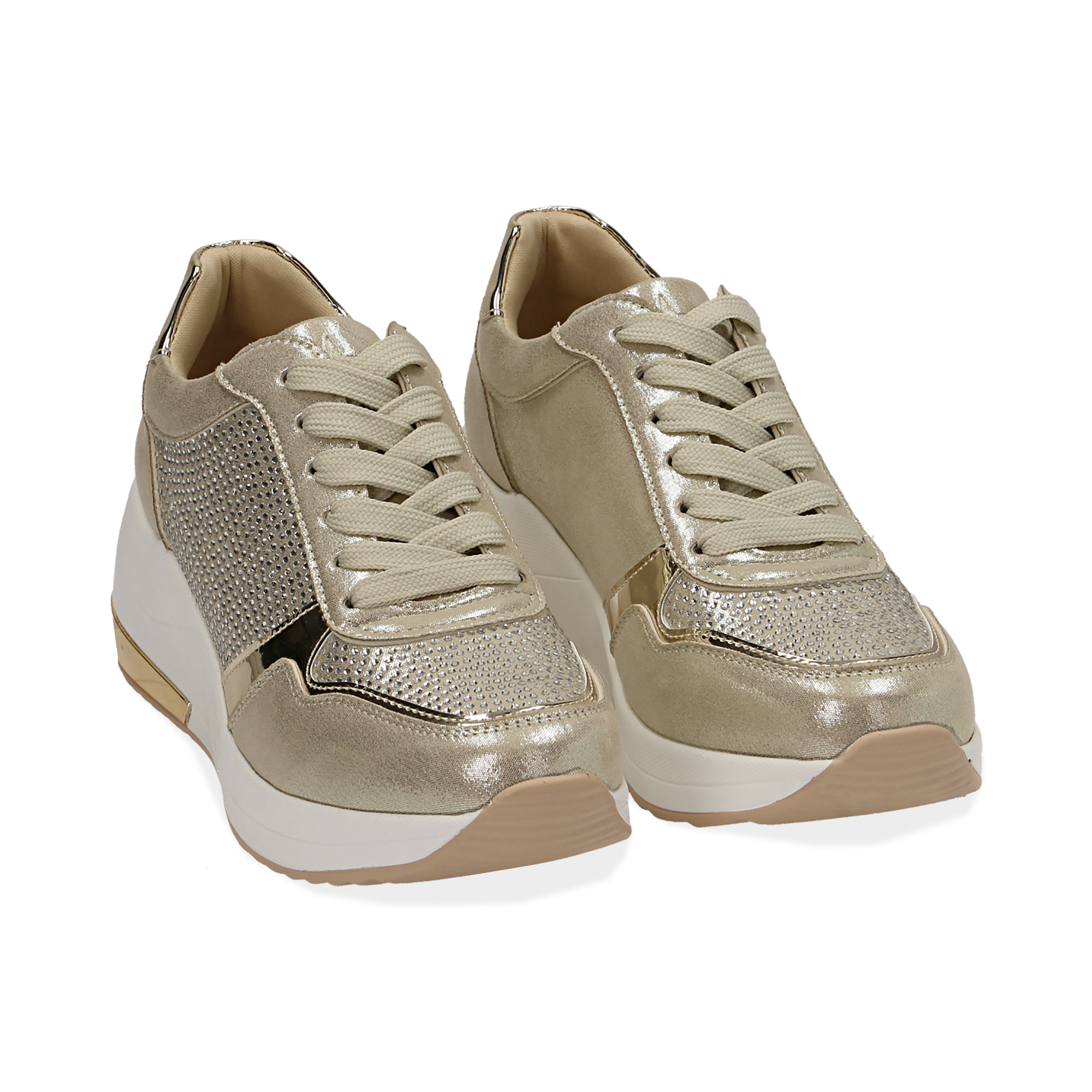 MORENA - Sneakers bianche con inserti glitter oro – Alexoo Italia
