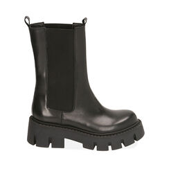 Chelsea boots neri in pelle, tacco 5,5 cm , Primadonna, 20A512039PENERO036, 001a