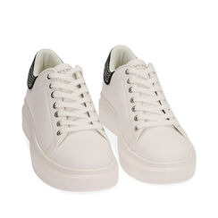 Sneakers blanches, talon 4,5 cm , Primadonna, 202621193EPBIAN035, 002a