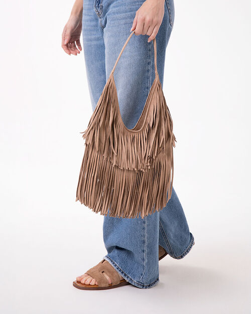 Borsa a spalla taupe con eleganza senza tempo, TAUPE