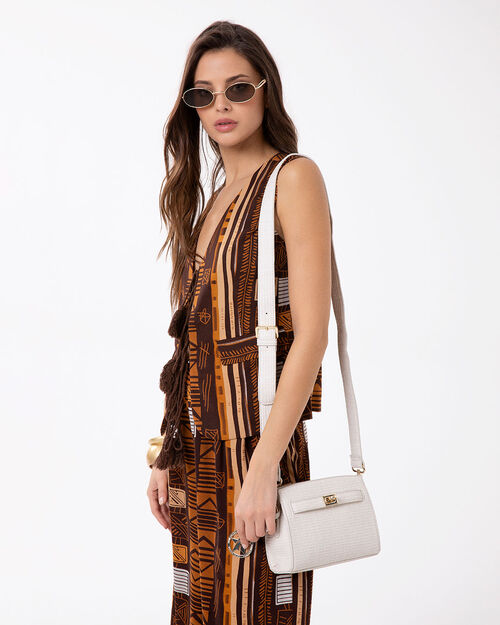 Mini bolso crema con bandolera removible, CREAM