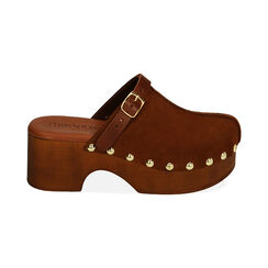Clogs cognac in camoscio, tacco 6 cm , SPECIAL SALE, 194305215CMCOGN035, 001 preview