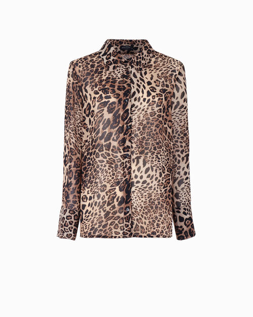 Camisa de mujer con dise&ntilde;o de leopardo de tela, 
