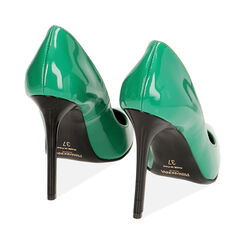 Escarpins en cuir verni vert, talon de 11 cm, Primadonna, 20N296501VEVERD036, 003 preview