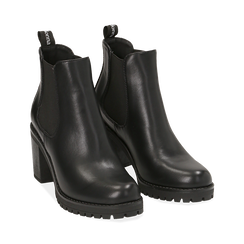 Chelsea boots neri in eco-pelle, tacco 8 cm , Scarpe, 140637851EPNERO036, 002 preview