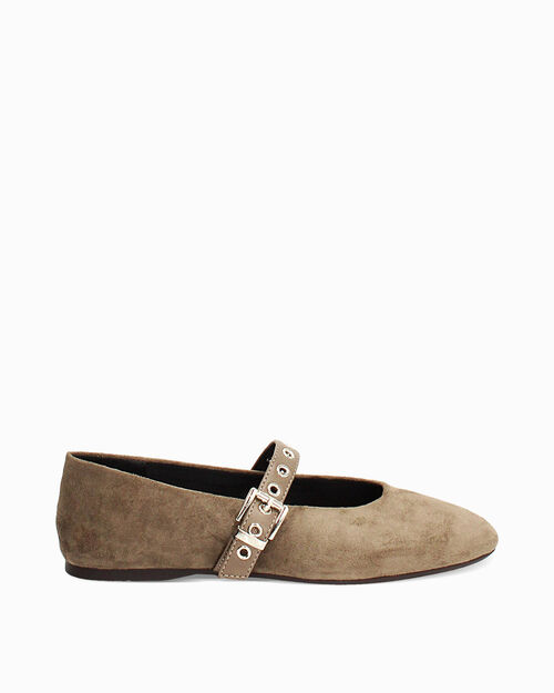Ballerine taupe con cinturino regolabile, TAUPE