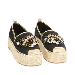 Espadrillas platform nere in raso, suola 4,5 cm , 194910241RSNERO035, 002a