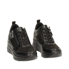 Zapatillas deportivas negras con tacón de 7 cm para un toque de estilo, Primadonna, 262850919EPNERO036, 002a
