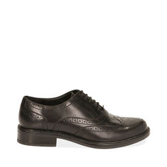 Chaussures à lacets noires en cuir, Soldes, 18L921032PENERO036, 001a