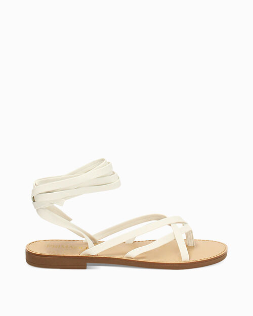 Sandali bassi bianchi con fascette eleganti, WHITE