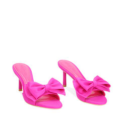 Mules Open Toe fucsia in lycra, tacco 7,5 cm, Primadonna, 234965902LYFUCS035, 002a