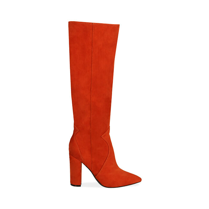 Botas para mujer naranjas en microfibra, tacón 10,5 cm | Primadonna  Collection