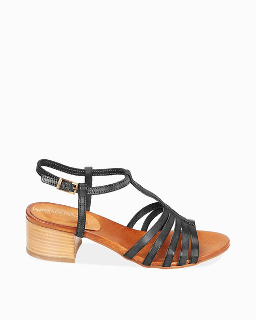 CHAUSSURES POUR FEMMES SANDALE CUIR DE V, BLACK