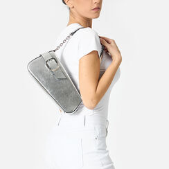 Mini bag donna argento in laminato con fibbia, Primadonna, 25M740195LMARGEUNI, 002a